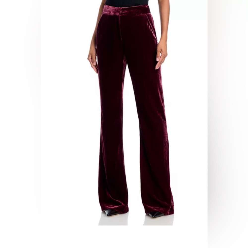 NEW VERONICA BEARD Lebone Classy High-Rise Burgandy Wine Velvet Flared Pants - Picture 1 of 6
